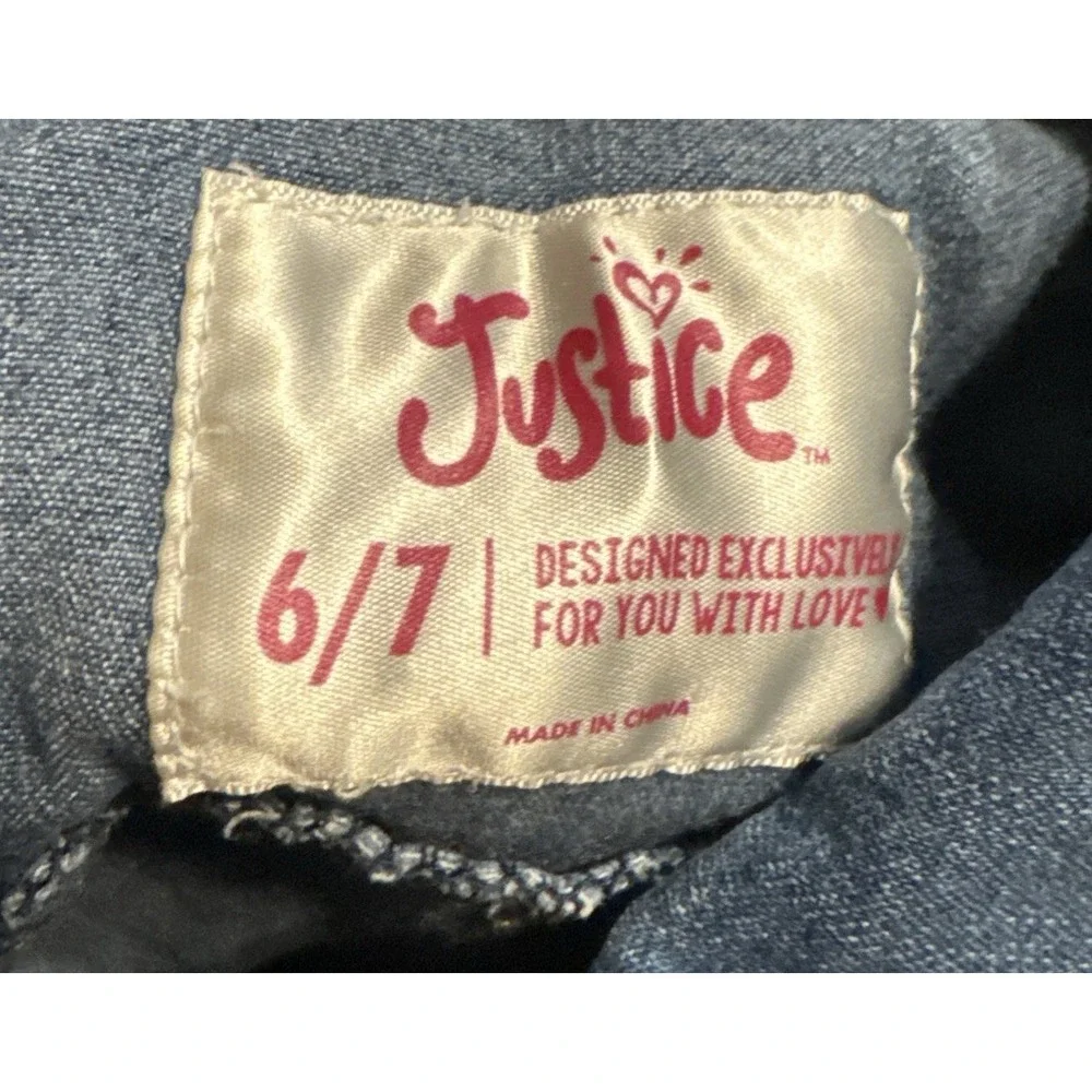 Justice Youth Girls Jean Denim Jacket Sz 6 / 7